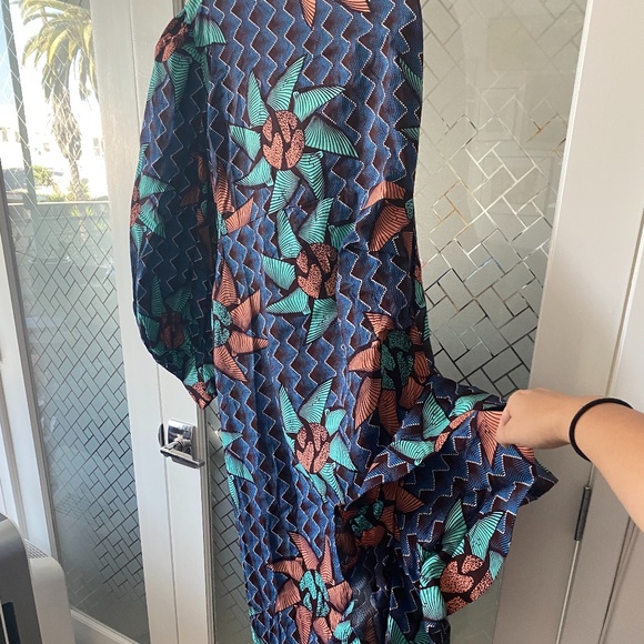 One-sleeve Ruffle African Print Hi-low Dress - Picture 3 of 5